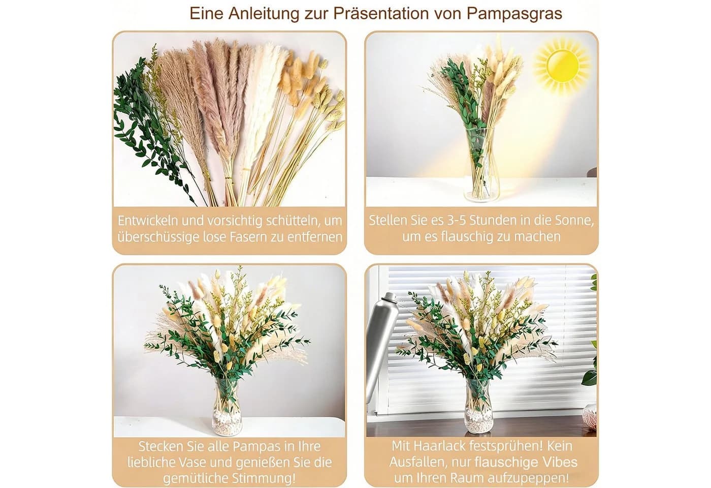 Trockenblumenstrauß aus Pampasgras und Hasenschwanzgras - Bild 4