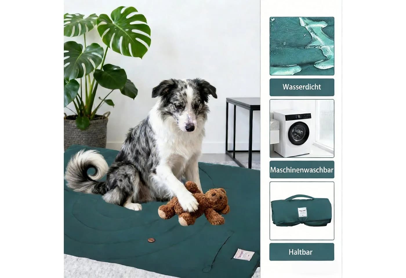 wohnTRAUM24 Wasserdichte Hundematte Grün Rutschfest - Bild 4