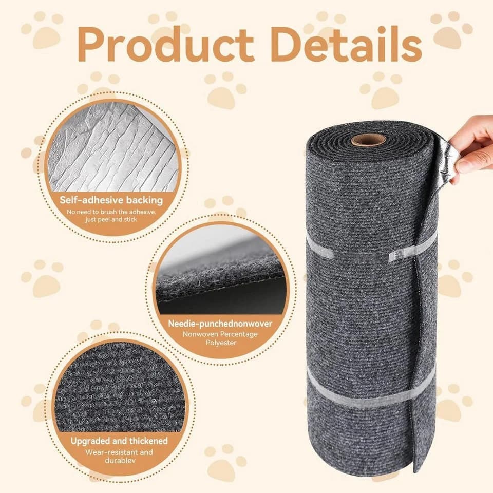 wohnTRAUM24 Kratzmatte 200x40 cm Selbstklebend Kratzteppich Katze Wand Sofa - Bild 3