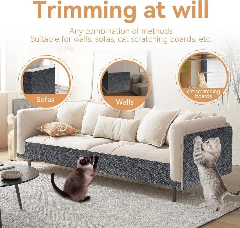 wohnTRAUM24 Kratzmatte 200x40 cm Selbstklebend Kratzteppich Katze Wand Sofa - Bild 4
