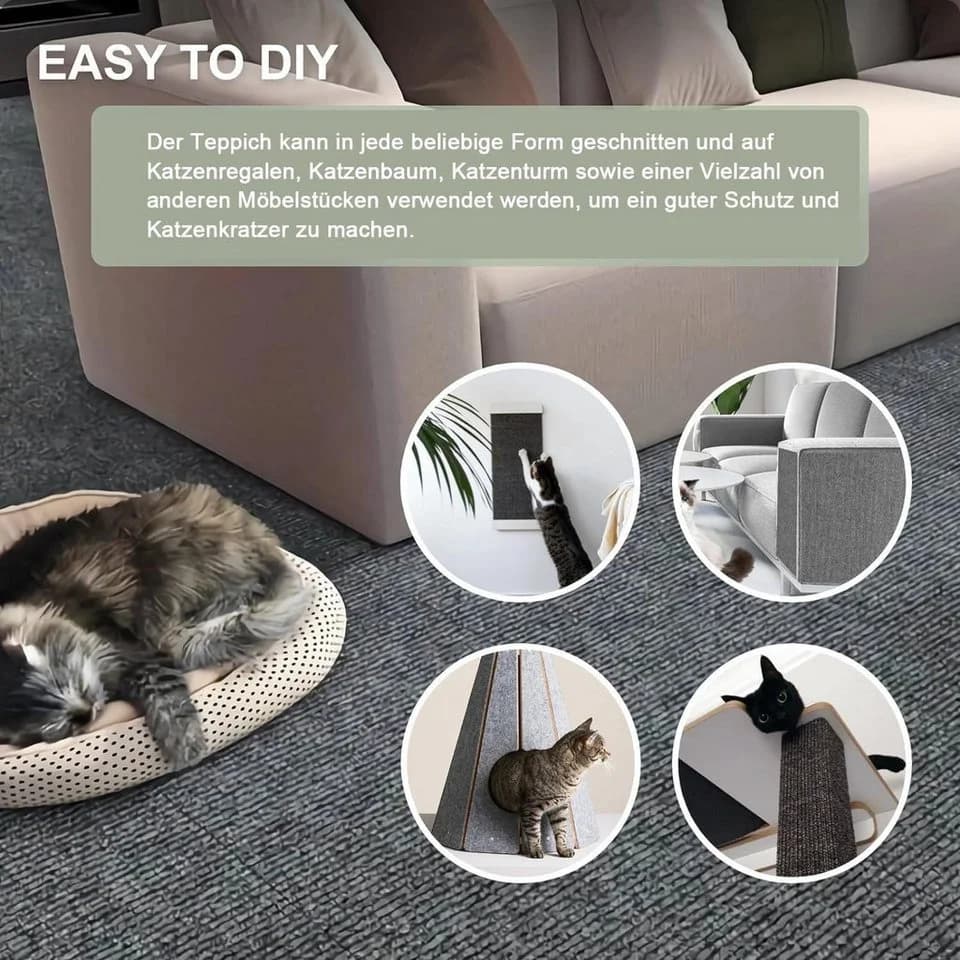 wohnTRAUM24 Kratzmatte 200x40 cm Selbstklebend Kratzteppich Katze Wand Sofa - Bild 5