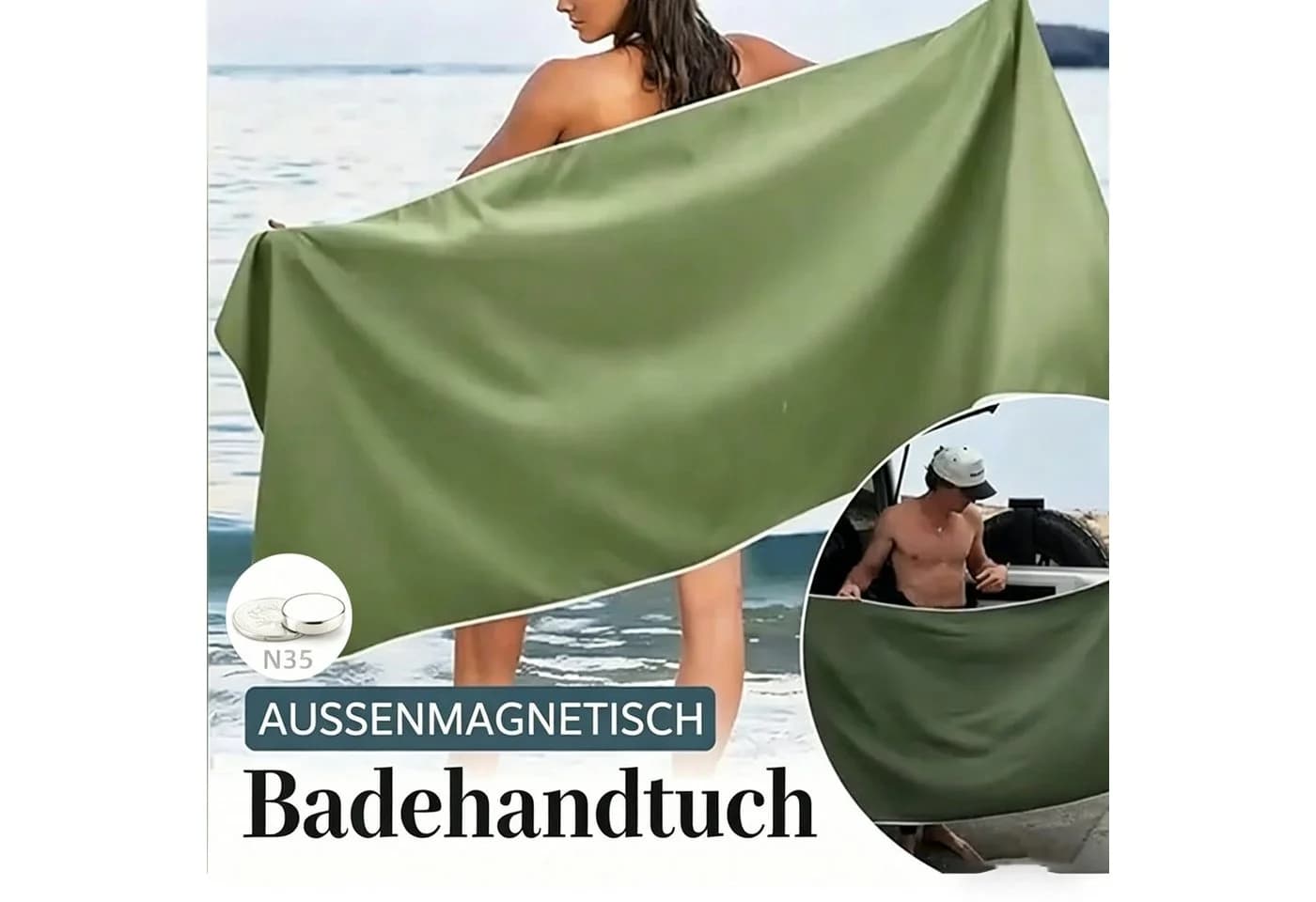 wohnTRAUM24 Magnetisches Mikrofaser Strandtuch 190x76cm - Bild 1