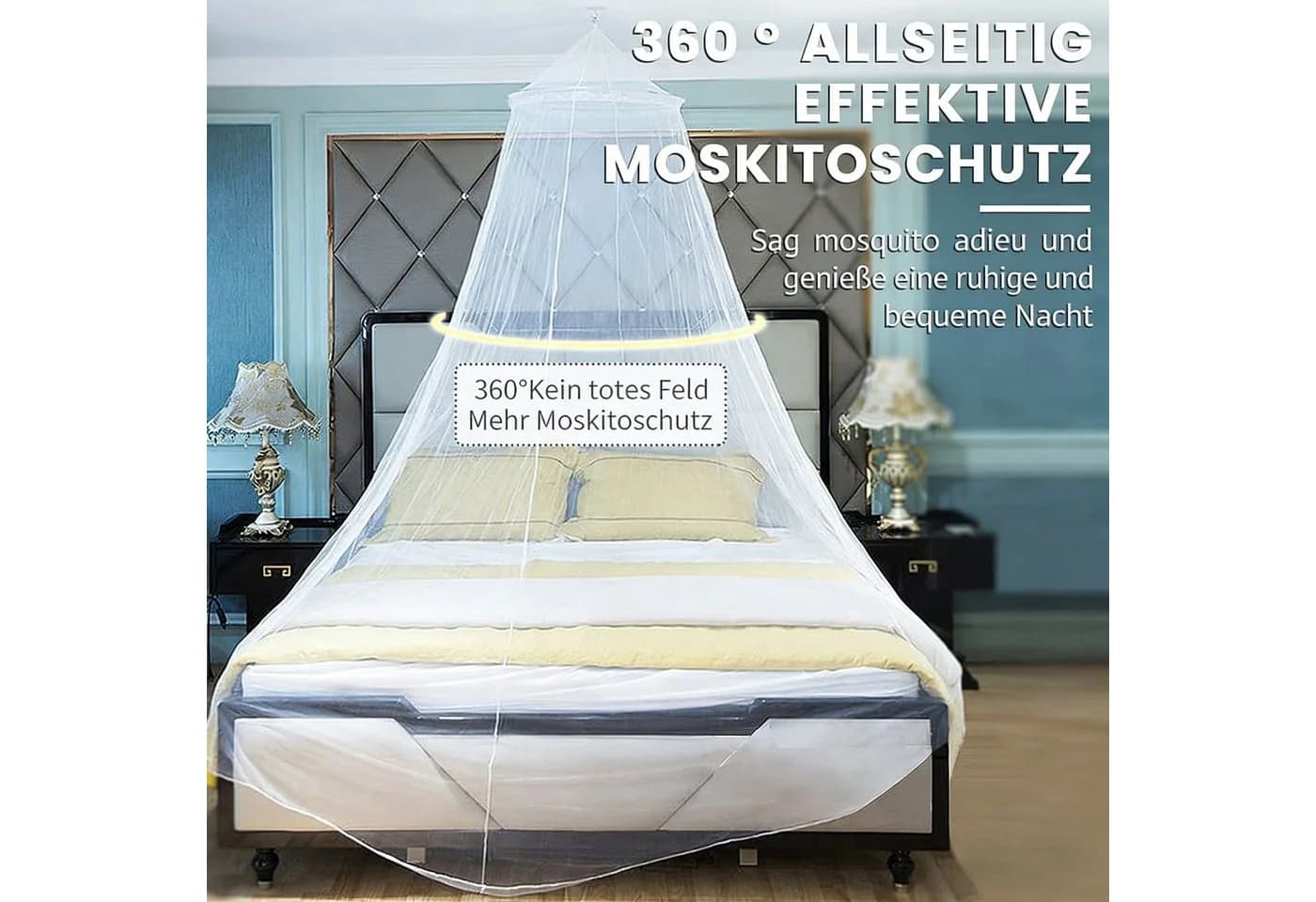 wohnTRAUM24 Moskitonetz für Betten Weiß Mückenschutz Indoor/Outdoor - Bild 4