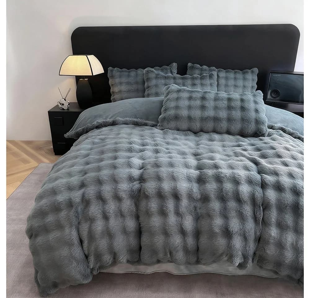 wohnTRAUM24 Bettwäsche Winter Plüsch 135x200 aus Flauschig Kaninchenfellimitat Microfaser - Bild 2