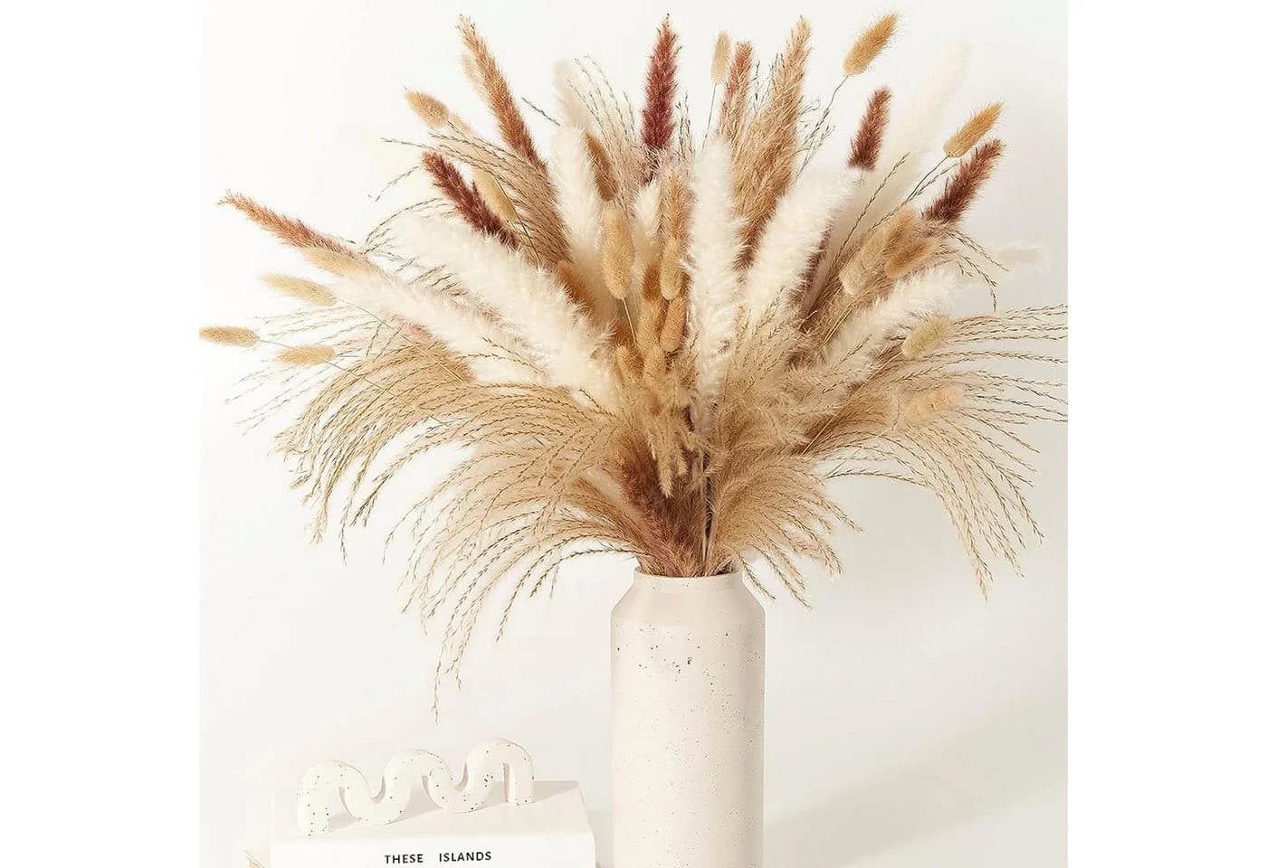 ibettertec 75-tlg. Trockenblumen Set Pampasgras Beige/Braun/Weiß Boho - Bild 2
