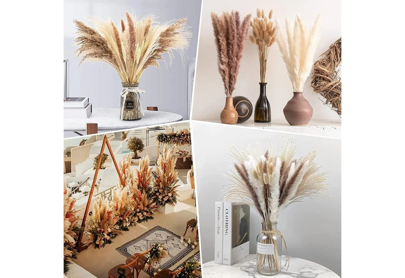 ibettertec 75-tlg. Trockenblumen Set Pampasgras Beige/Braun/Weiß Boho - Bild 5