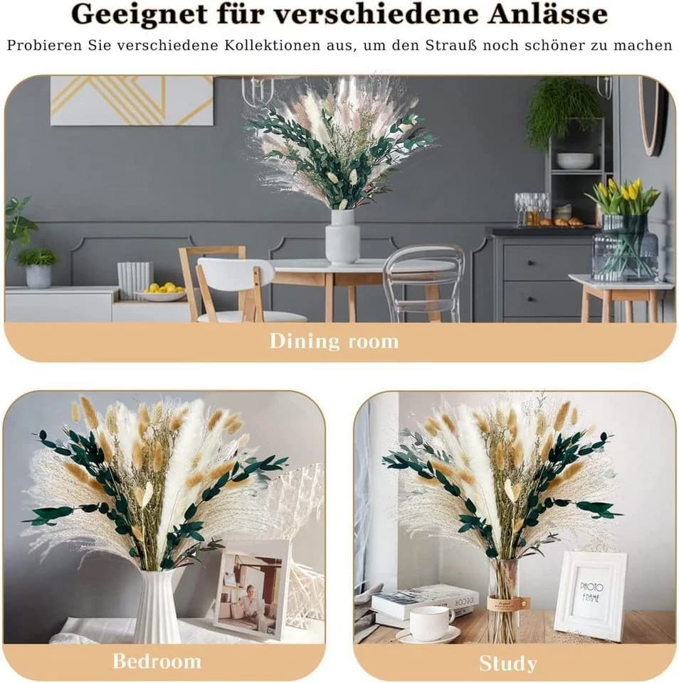 ibettertec Trockenblume Pampasgras Getrocknet 65 Stück Beige - Bild 5
