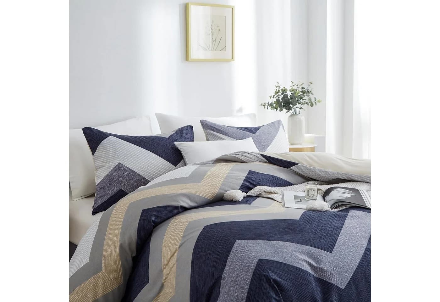 ibettertec Bettwäsche Set 135x200cm, 155x220cm mit Kissenbezug 80x80cm - Bild 3