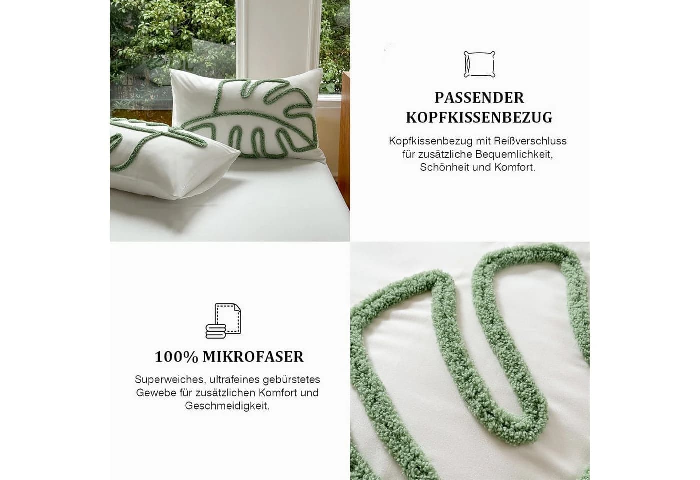wohnTRAUM24 Bettwäsche Set Getuftet Grün Boho Shabby Chic - Bild 5