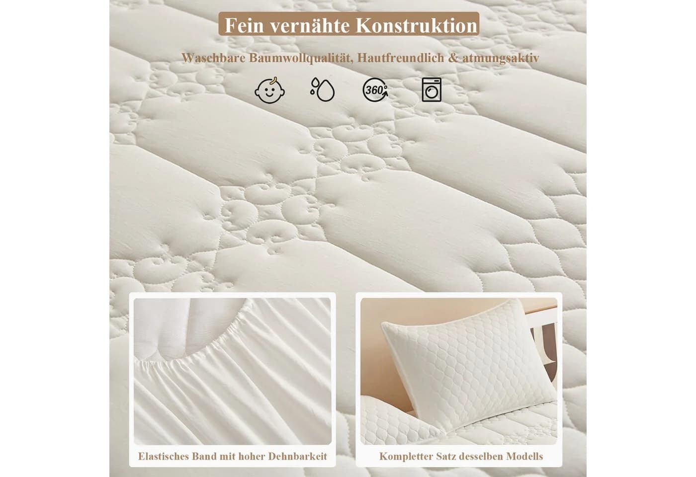 ibettertec Matratzenauflage Wasserdicht Baumwolle Allergiker - Bild 4