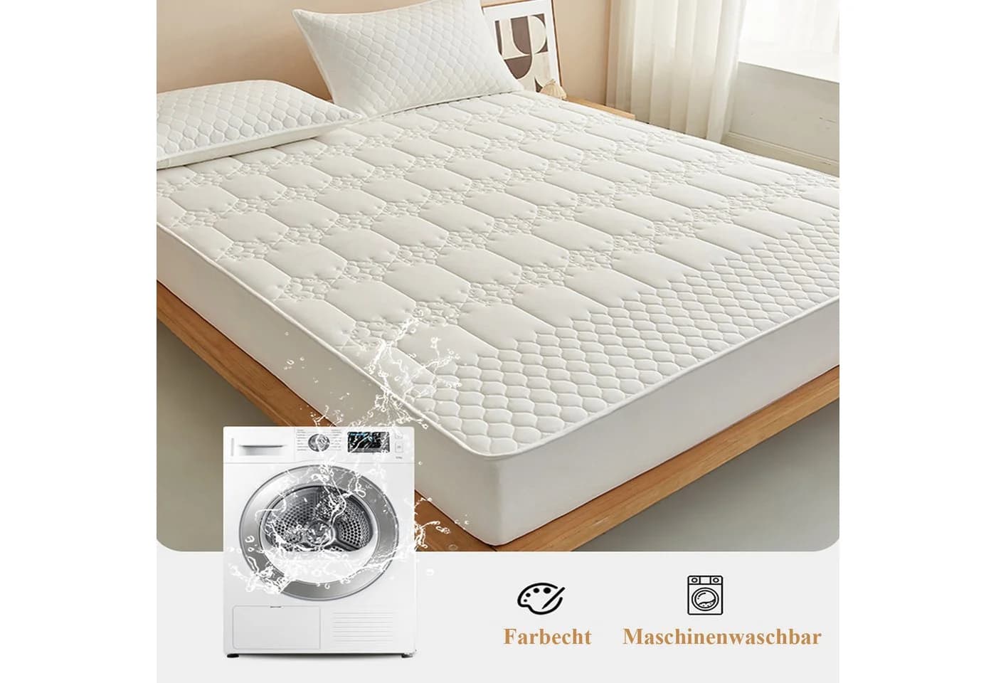 ibettertec Matratzenauflage Wasserdicht Baumwolle Allergiker - Bild 5
