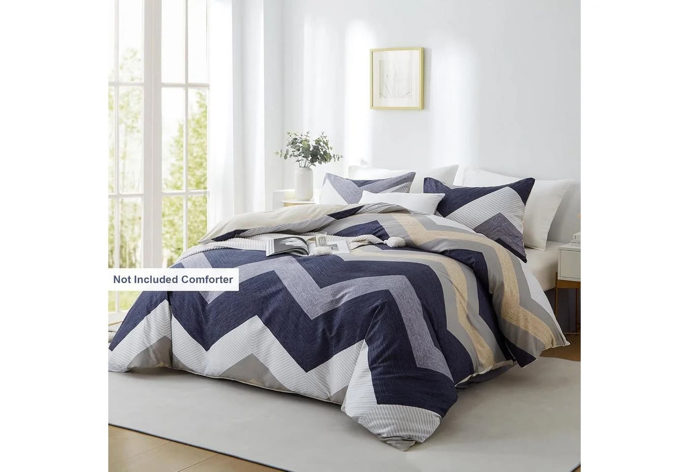wohnTRAUM24 Bettwäsche Set 135x200cm, 155x220cm Bettbezug für Allergiker geeignet, Streifen Geometrisch Muster mit Reißverschluss und Kissenbezug 80x80cm - Bild 4