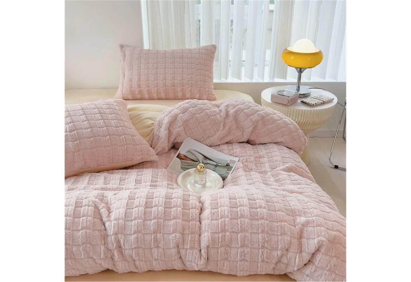 wohnTRAUM24 Winter Plüsch Bettwäsche Rosa Wendebettbezug - Bild 5