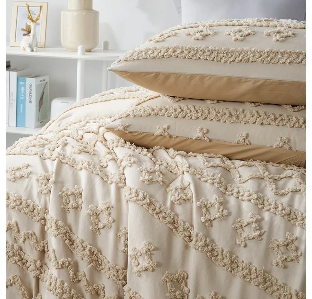 wohnTRAUM24 Bettwäsche Getuftet 135x200,200x200cm Shabby Chic Boho-Stickerei - Bild 4