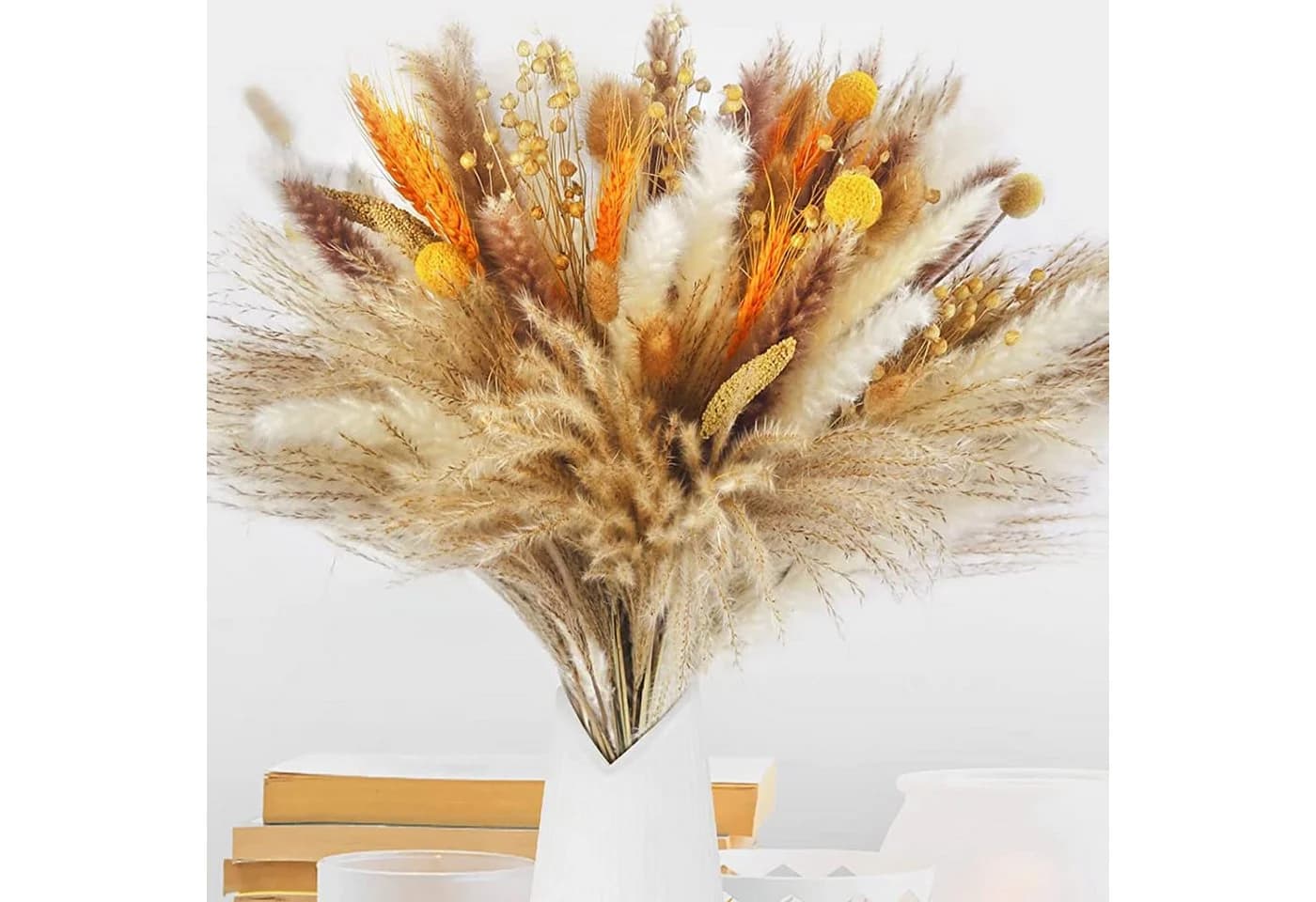 Toomoke 100 Stück Pampasgras Trockenblumen Deko Beige Boho - Bild 2