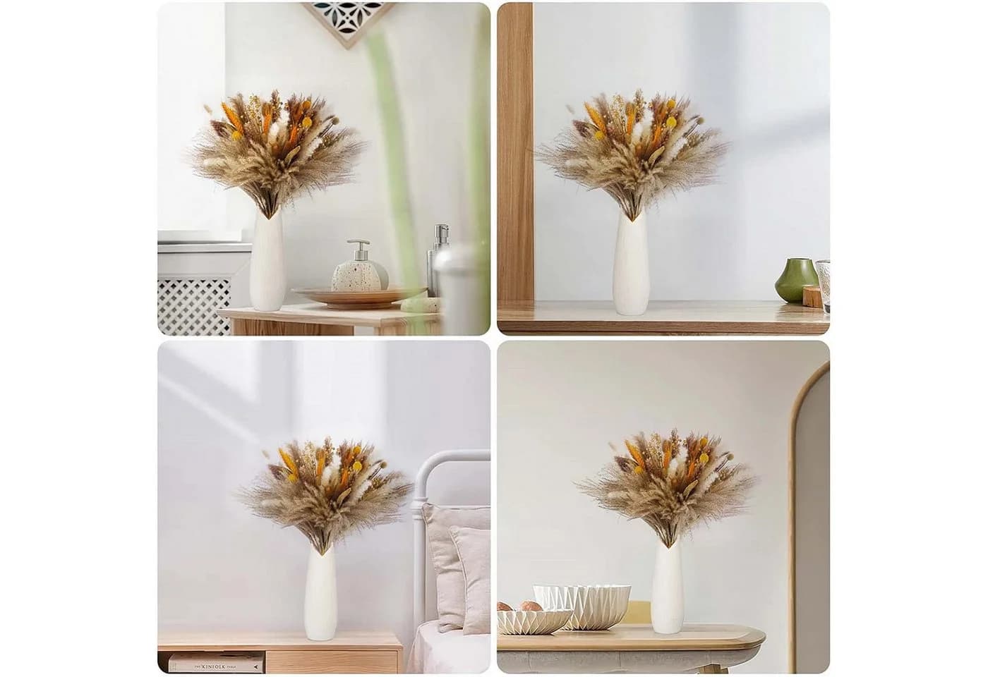 Toomoke 100 Stück Pampasgras Trockenblumen Deko Beige Boho - Bild 3