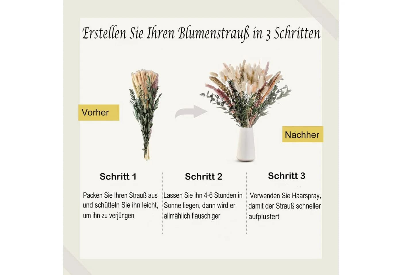 Forrlite Trockenblumen Pampasgras Set Beige Boho Deko - Bild 4