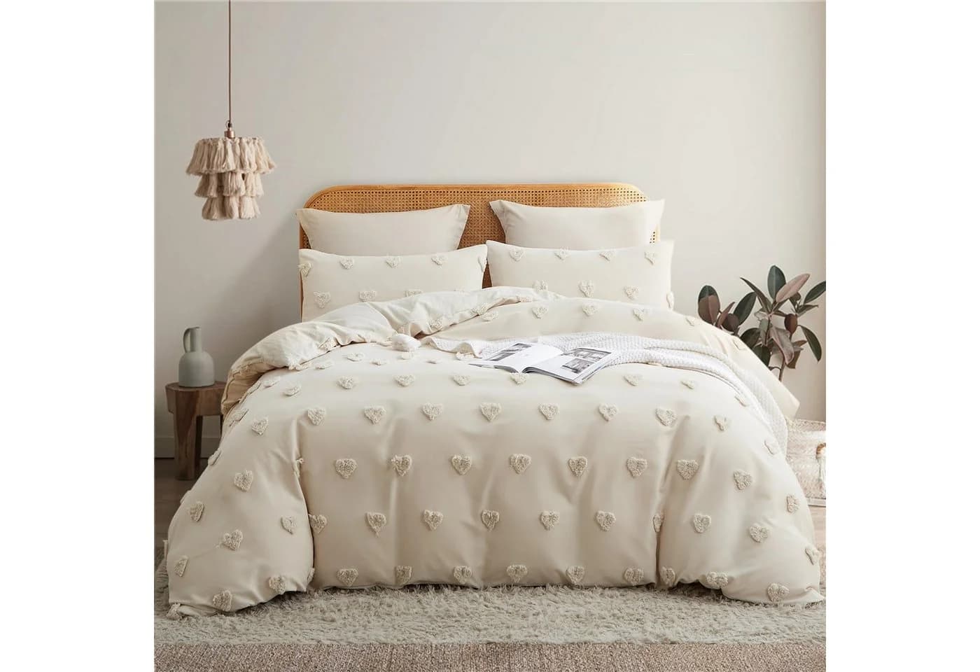 ibettertec Bettwäsche Böhmen Getuftet Beige Mikrofaser - Bild 2