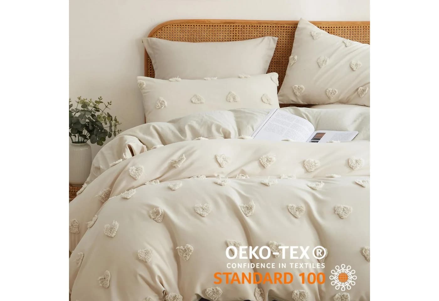 ibettertec Bettwäsche Böhmen Getuftet Beige Mikrofaser - Bild 3