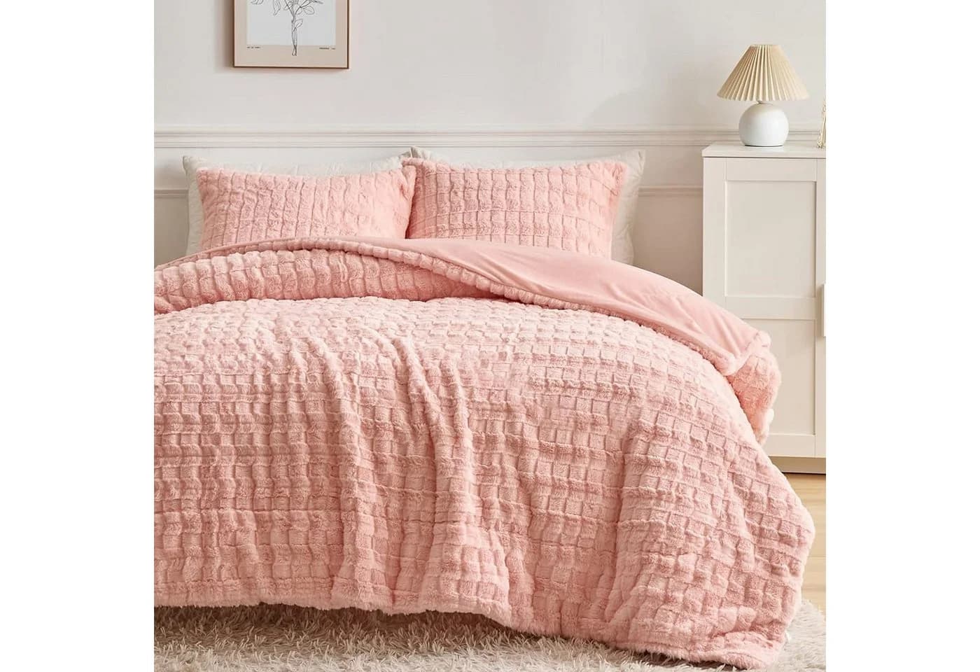 ibettertec Winter Plüsch Bettwäsche Rosa Kuscheldecke - Bild 2