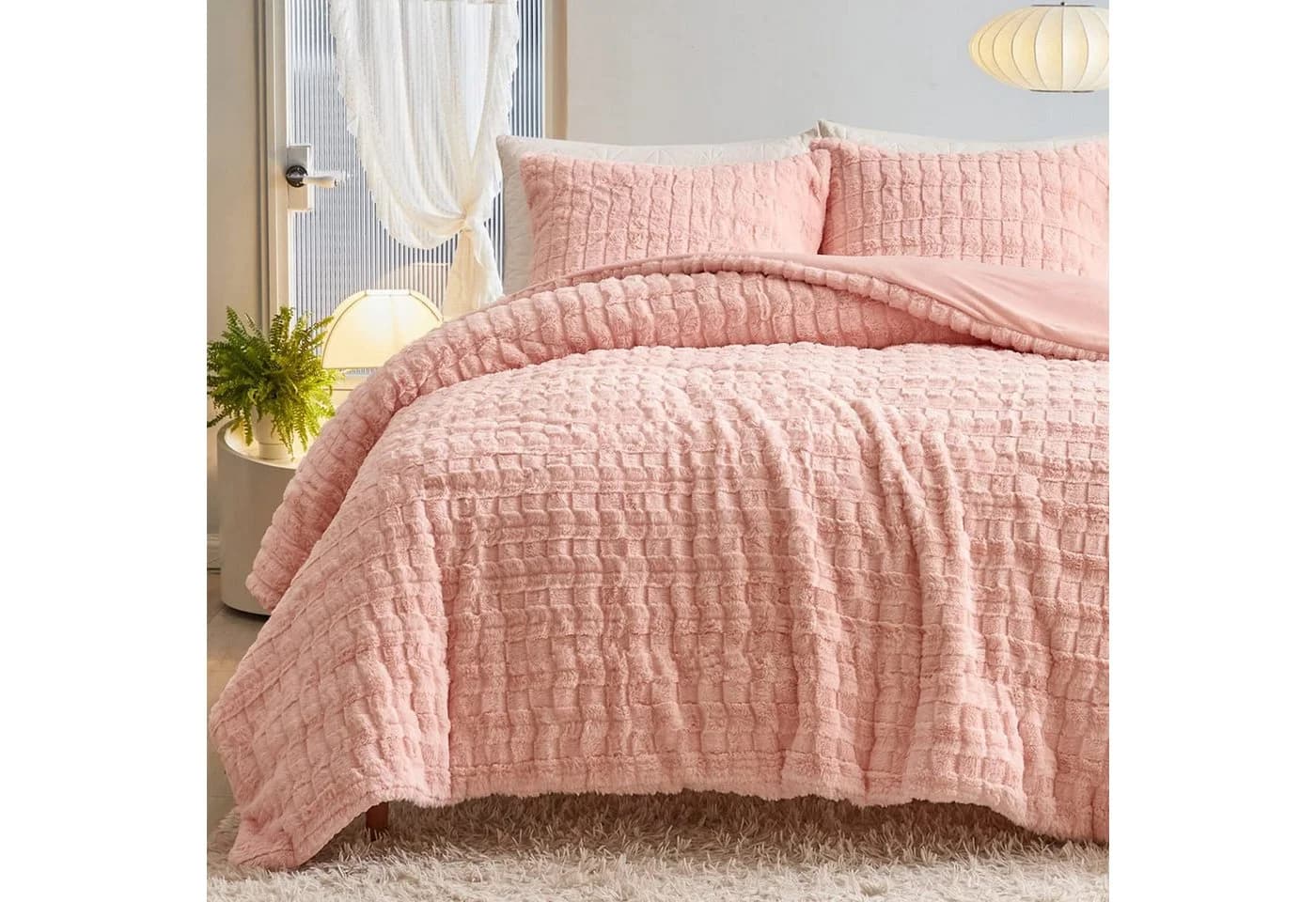 ibettertec Winter Plüsch Bettwäsche Rosa Kuscheldecke - Bild 3
