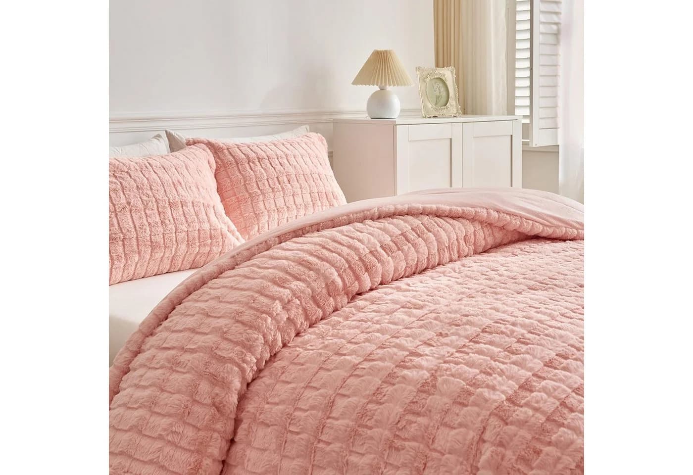 ibettertec Winter Plüsch Bettwäsche Rosa Kuscheldecke - Bild 5