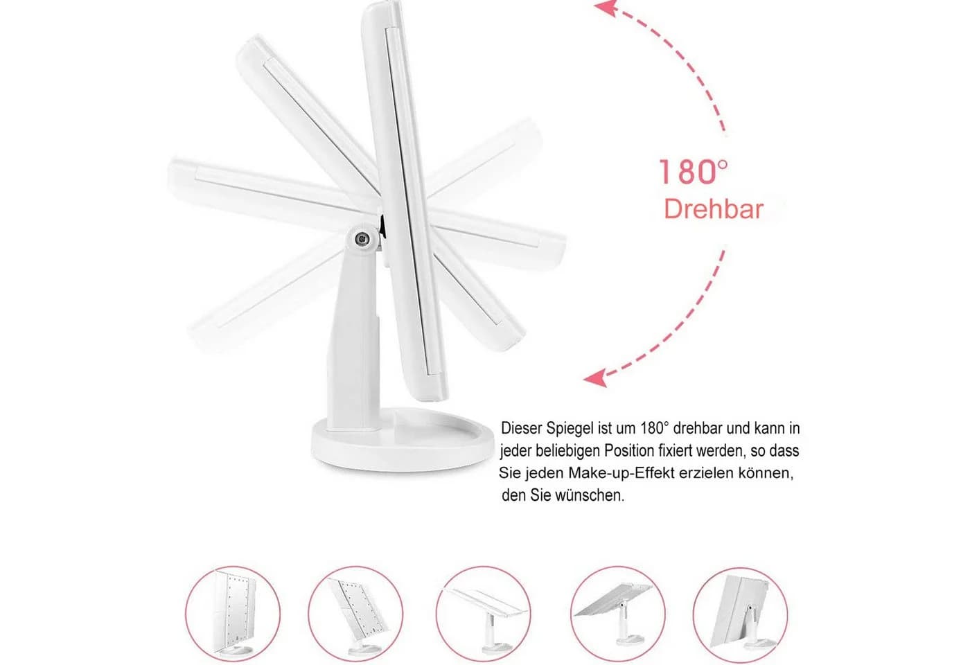 ibettertec Kosmetikspiegel LED Beleuchtung 21 LED Leuchten 2X/3X/10X Vergrößerung - Bild 4