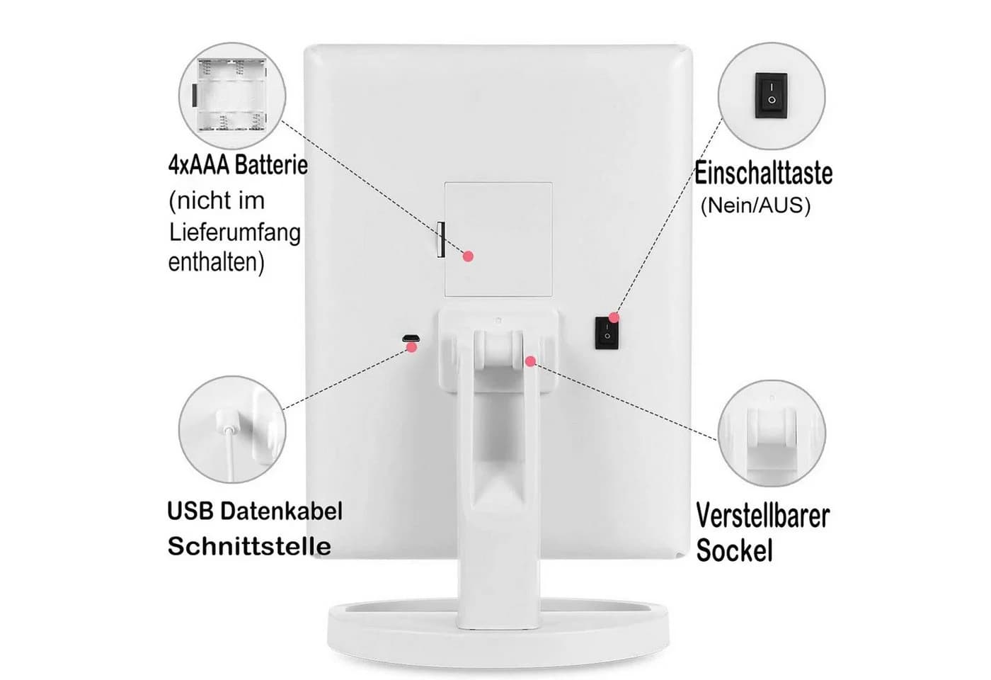 ibettertec Kosmetikspiegel LED Beleuchtung 21 LED Leuchten 2X/3X/10X Vergrößerung - Bild 5