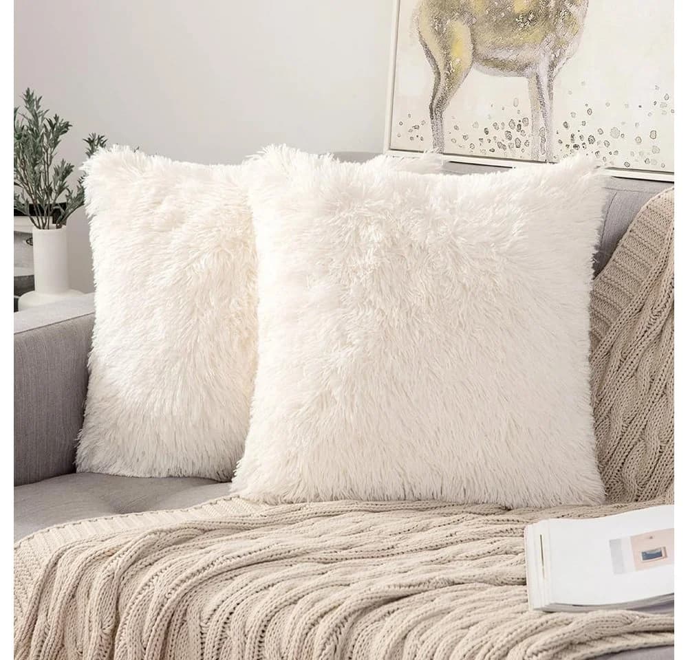 ibettertec Kissenbezüge 2er Set Kissenhülle, Superweiches Flauschig Dekokissen Sofakissen Kopfkissenbezug