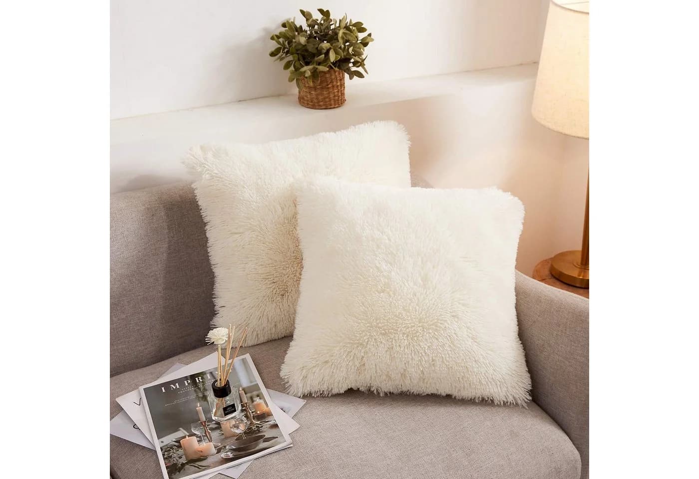ibettertec Kissenbezüge 2er Set Kissenhülle, Superweiches Flauschig Dekokissen Sofakissen Kopfkissenbezug - Bild 4