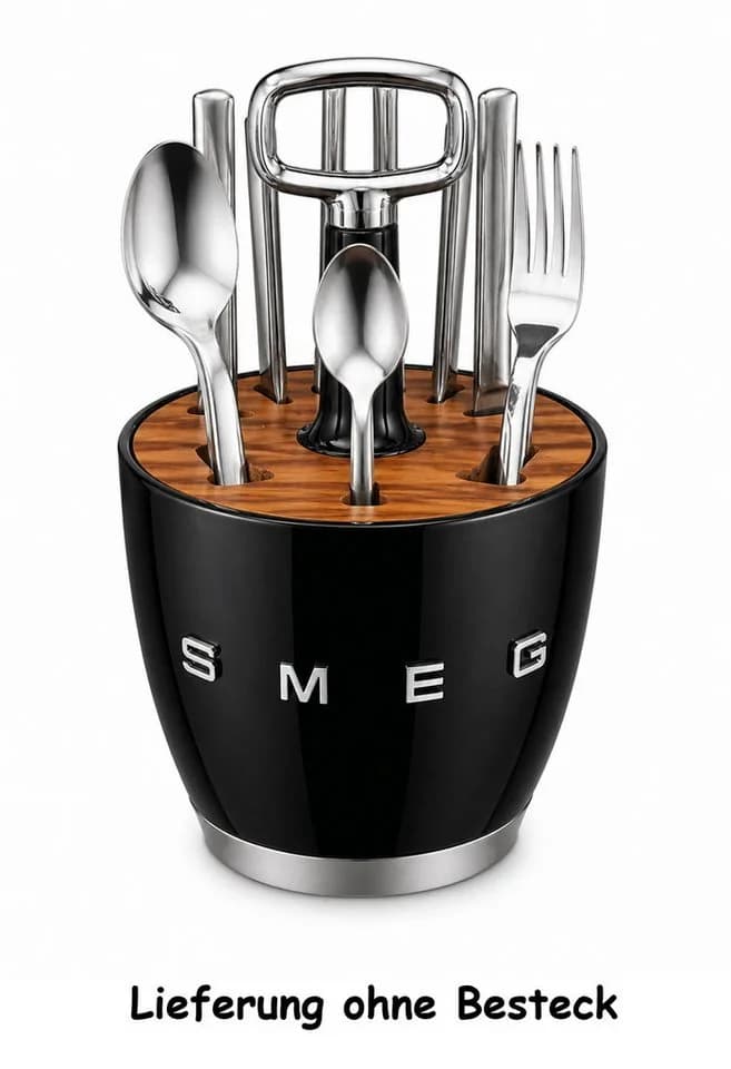 Smeg Besteckhalter Retro-Design Schwarz Akazienholz - Bild 3