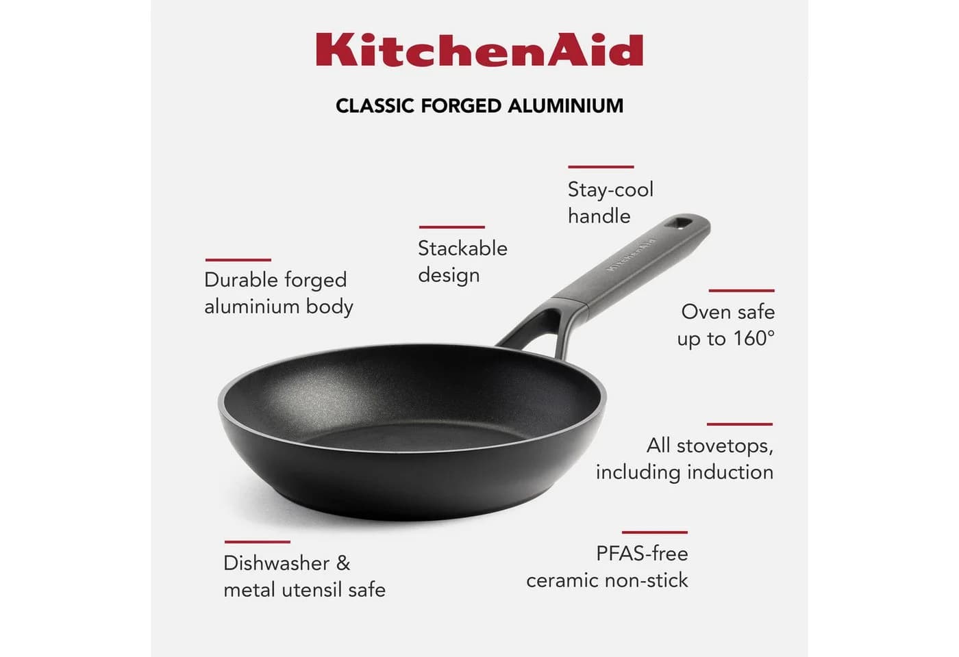 KitchenAid Bratpfanne 20 cm Schwarz Aluminium Keramik Antihaft - Bild 3