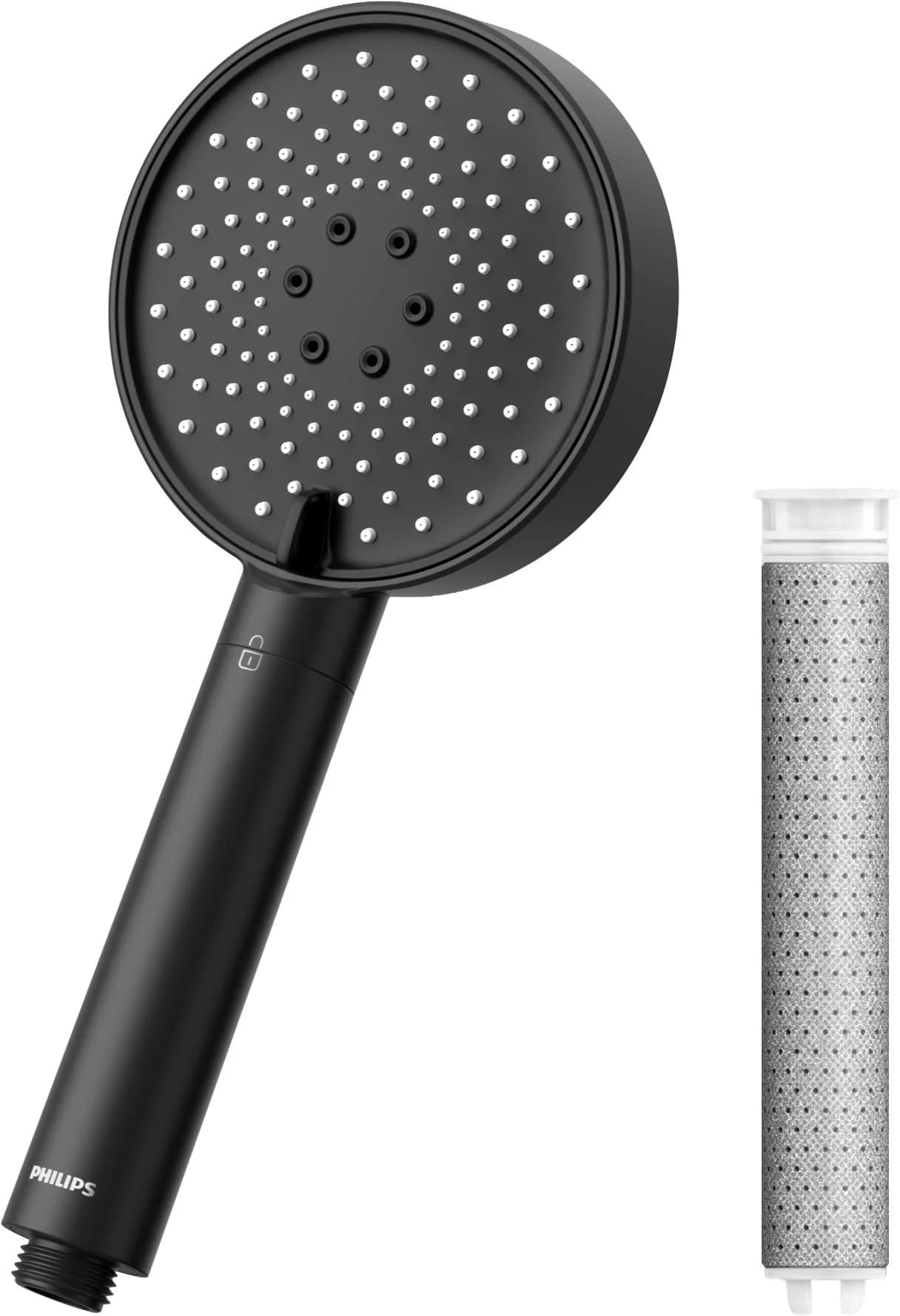 Philips Duschbrause mit Wasserfilter und Ersatzfilter Schwarz