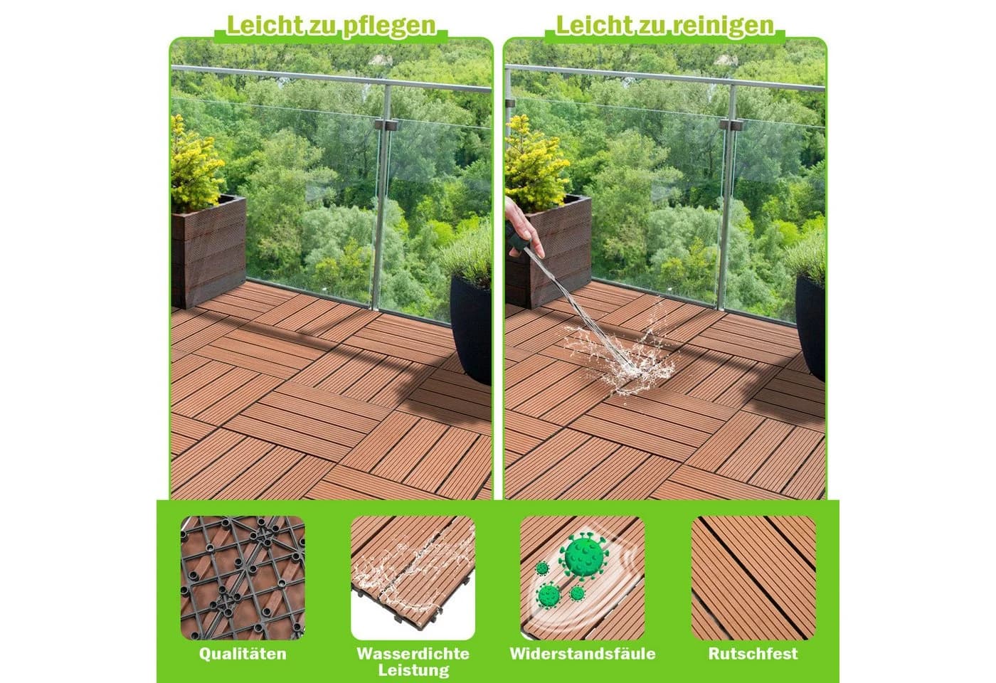 Clanmacy Terrassendielen WPC Terrassenfliesen Holzoptik 11-St - Bild 5