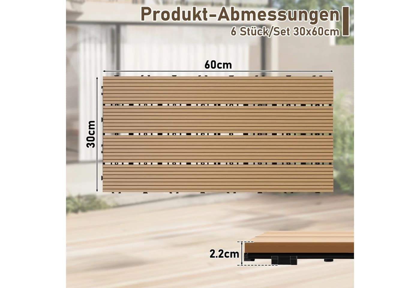 Clanmacy Terrassenfliesen WPC Holzoptik Drainage