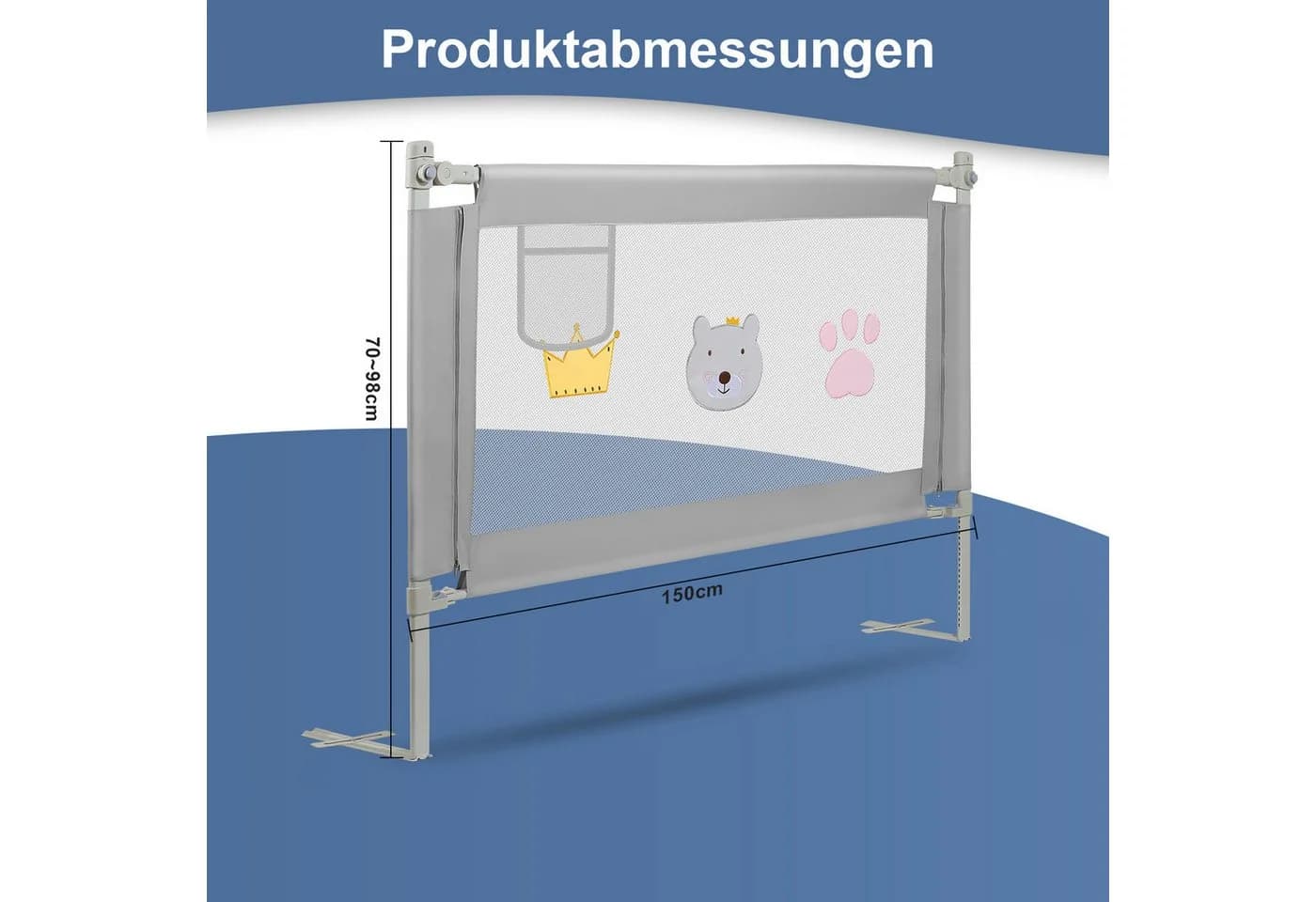Clanmacy Bettschutzgitter 150cm Kinderbett Metall