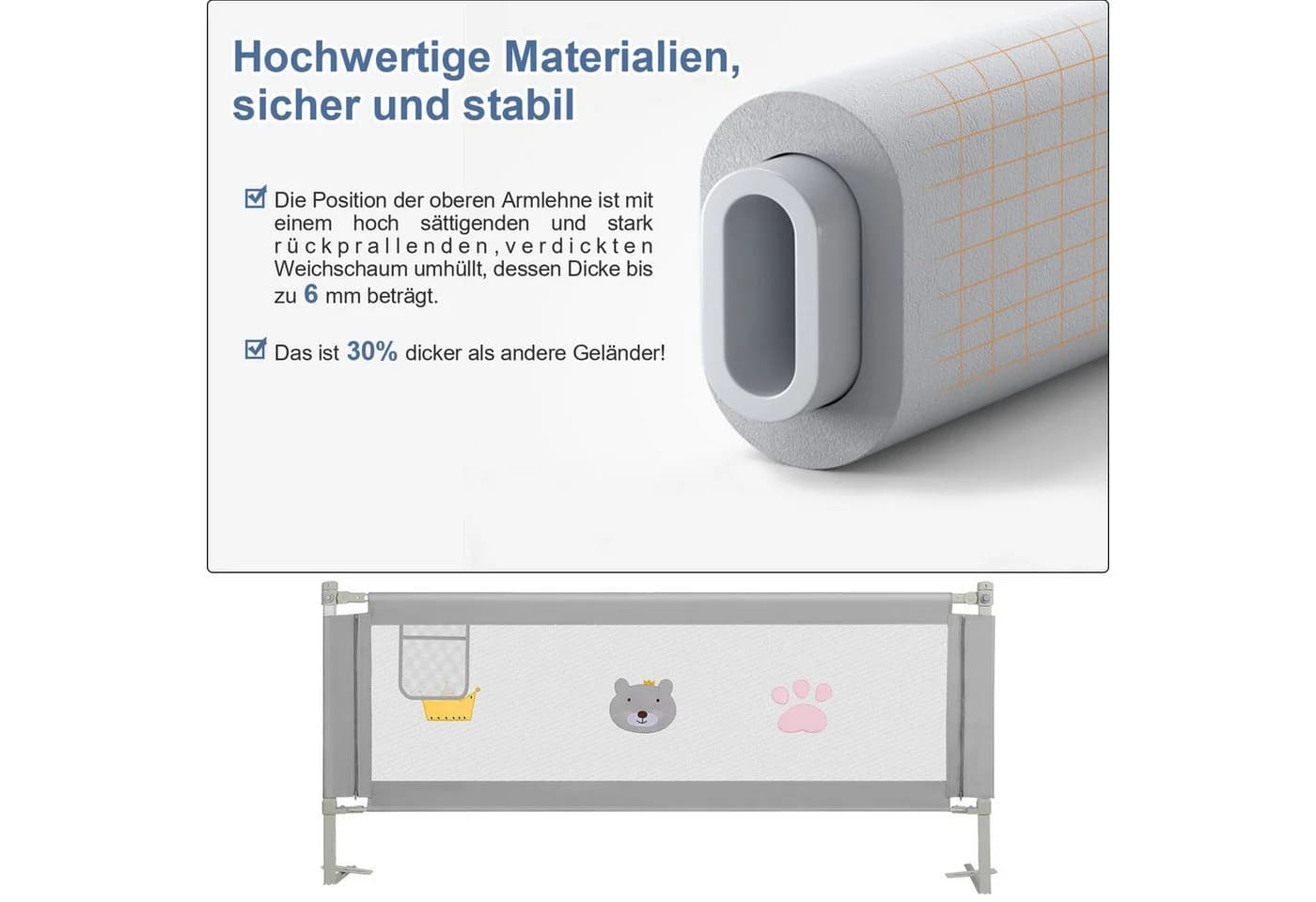 Clanmacy Bettschutzgitter 150cm Kinderbett Metall - Bild 5