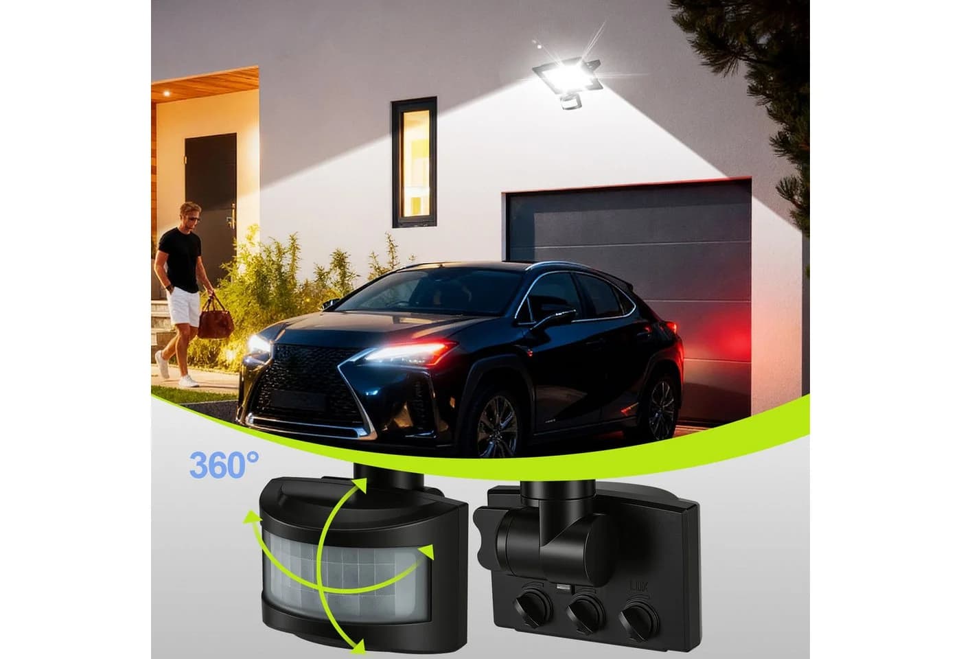 Clanmacy LED Flutlichtstrahler 30W Außenleuchte Kaltweiß Bewegungsmelder - Bild 4
