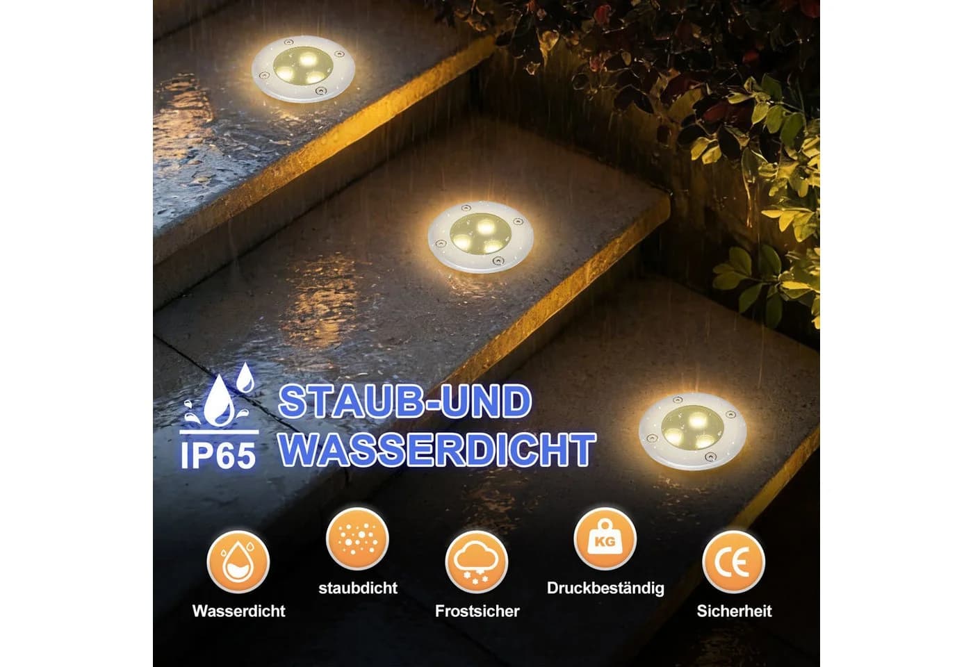 Clanmacy Gartenstrahler 3W LED Bodenleuchte Schwarz Warmweiß IP65 - Bild 4