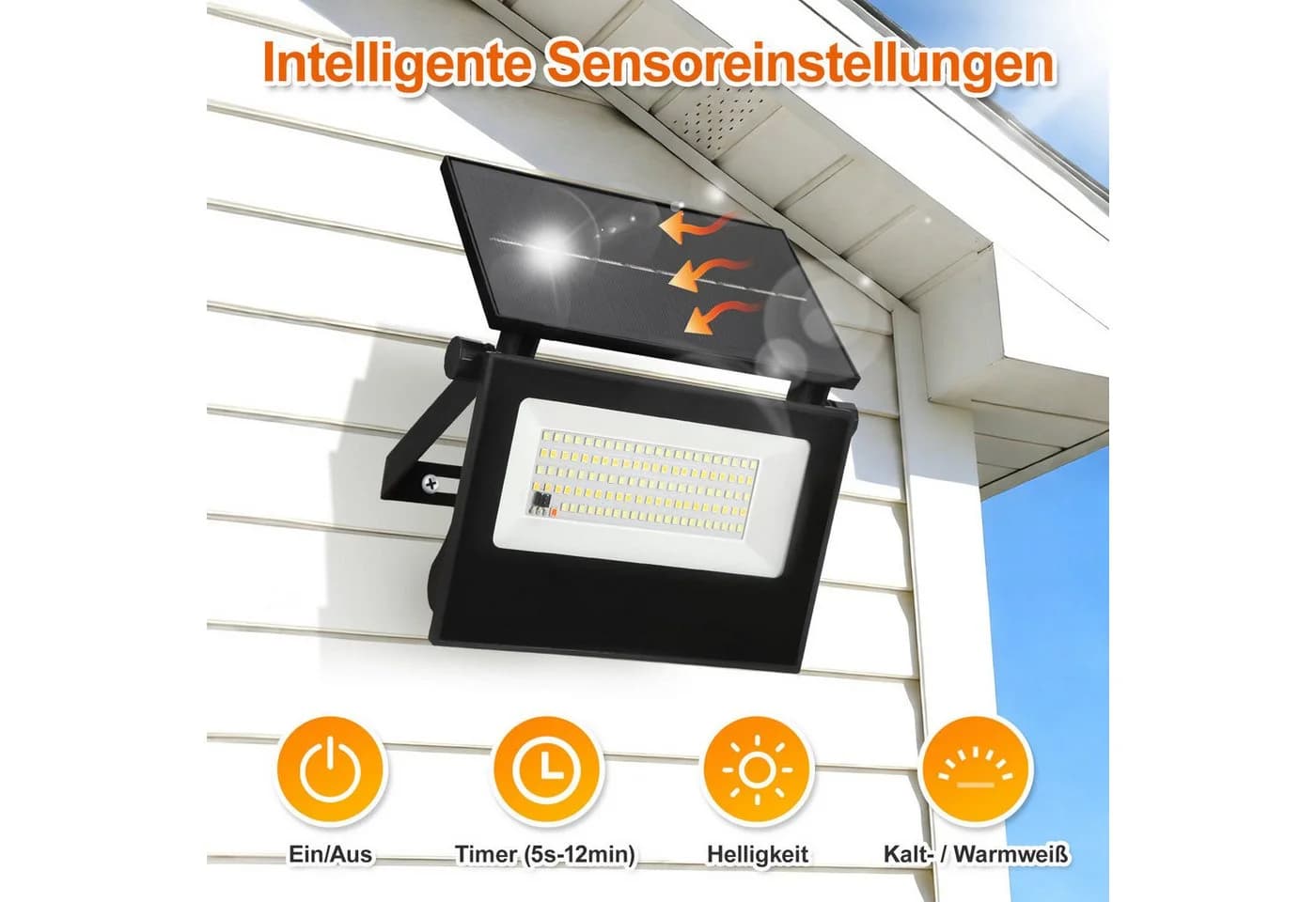 Clanmacy LED Solarleuchte mit Bewegungsmelder & Fernbedienung, Weiß - Bild 4