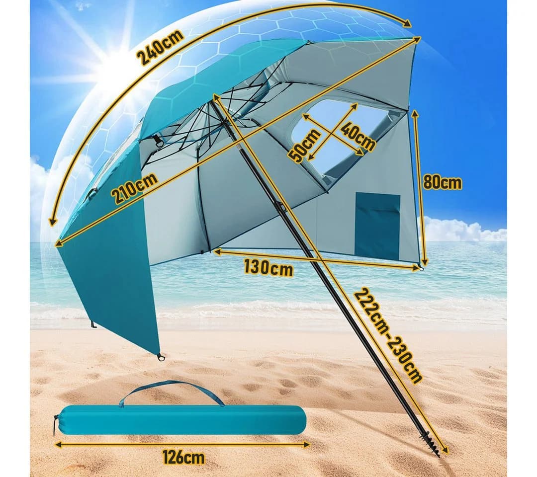 Clanmacy Sonnenschirm neigbar UV50+ mit Spiral-Erdspieß blau