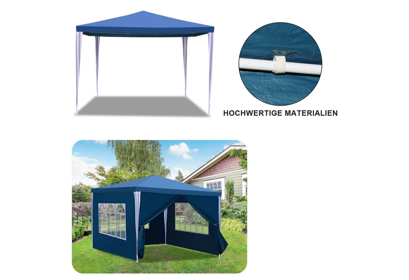 Clanmacy Pavillon 3x3 m Blau UV-Schutz wasserfest - Bild 4