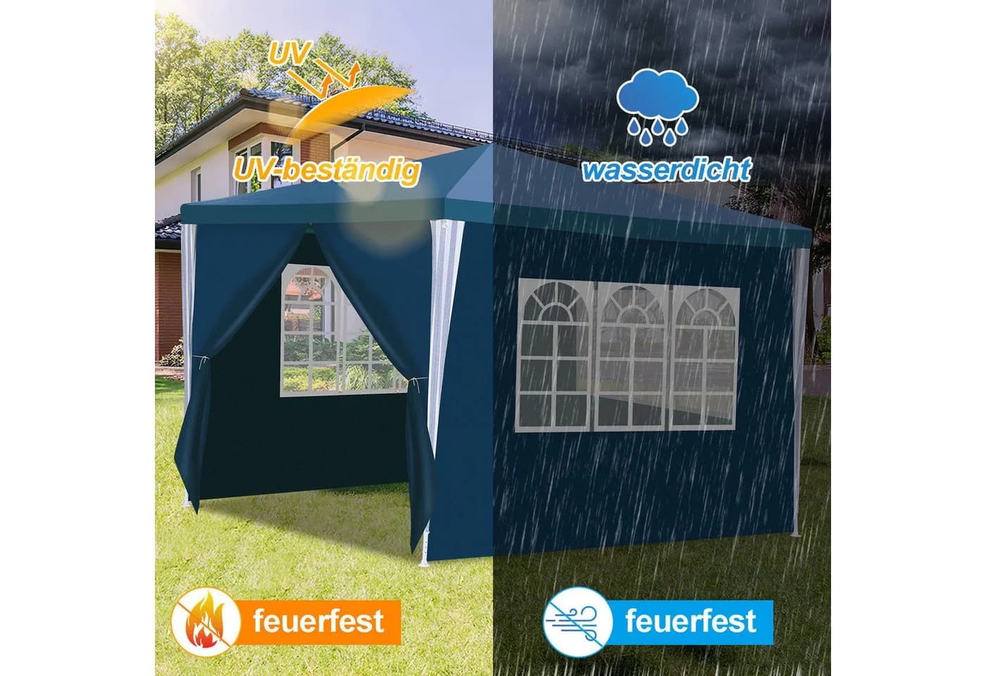 Clanmacy Pavillon 3x3 m Blau UV-Schutz wasserfest - Bild 5