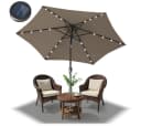 Clanmacy Sonnenschirm 2,7m knickbar mit Solar-LED Taupe Bild 2