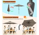 Clanmacy Sonnenschirm 2,7m knickbar mit Solar-LED Taupe Bild 5