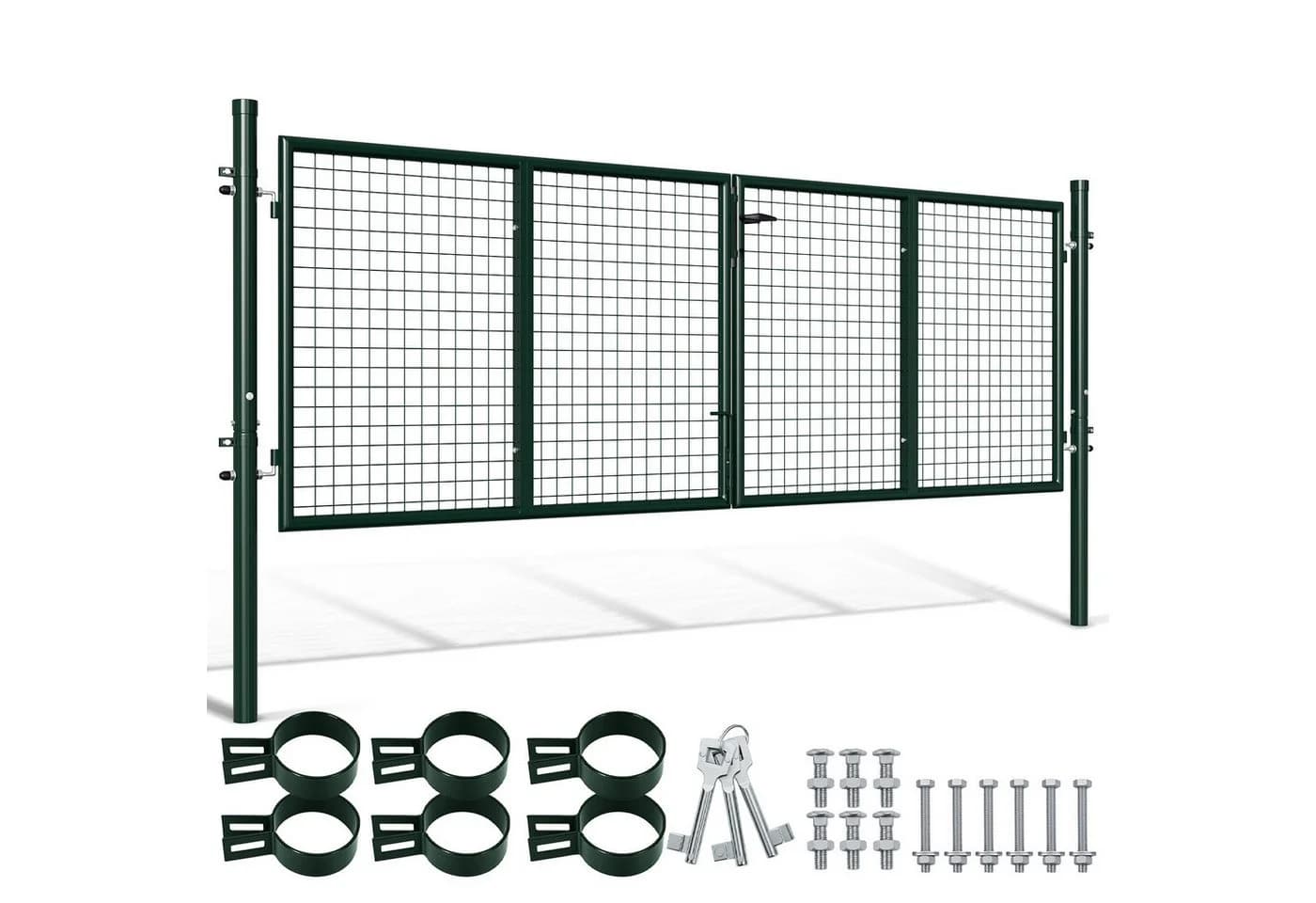 Clanmacy Gartentor 300x100cm Doppelflügelig Grün Metall - Bild 2