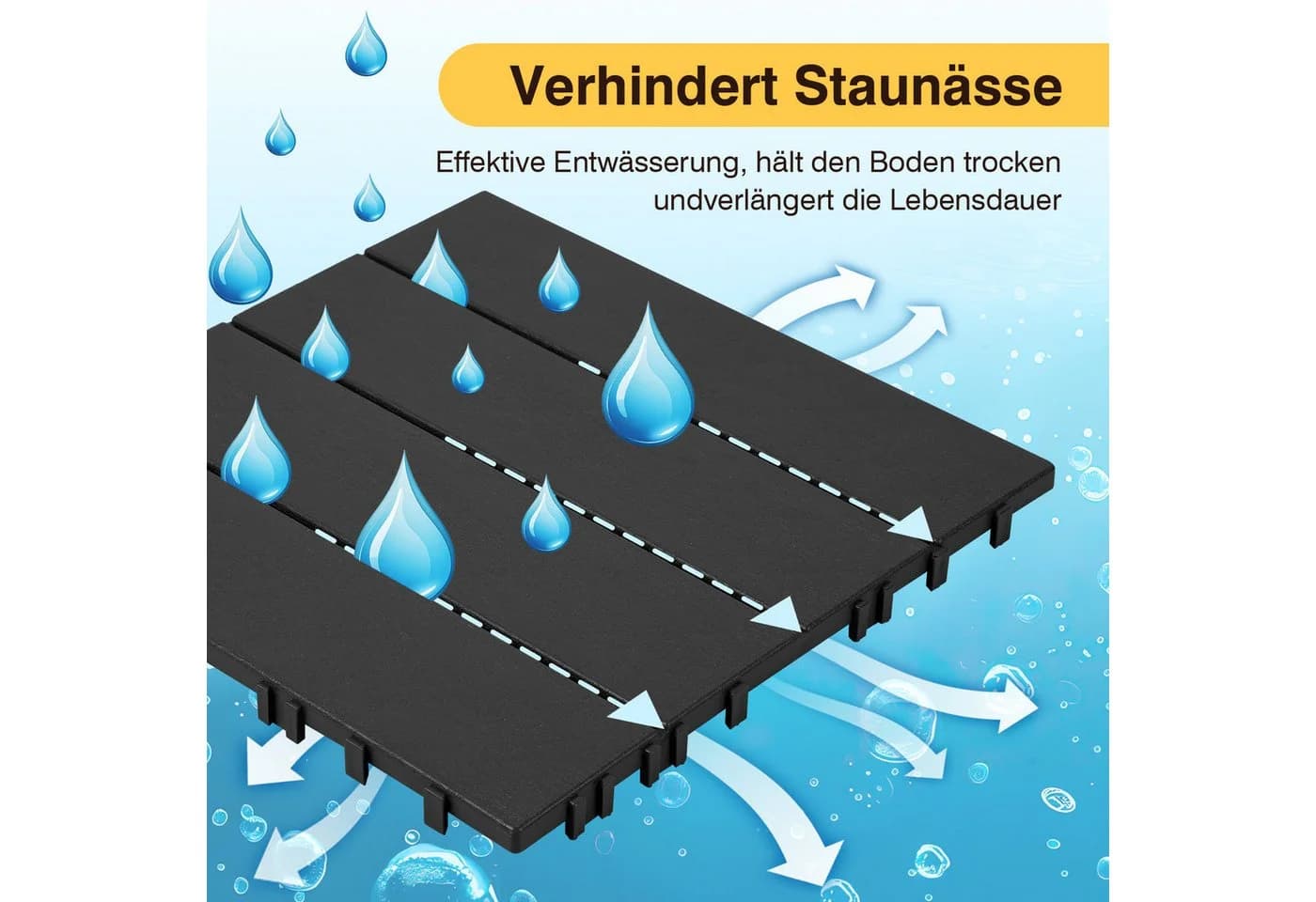 Clanmacy Terrassenfliesen 30x30cm Klickfliesen Anthrazit Kunststoff - Bild 4