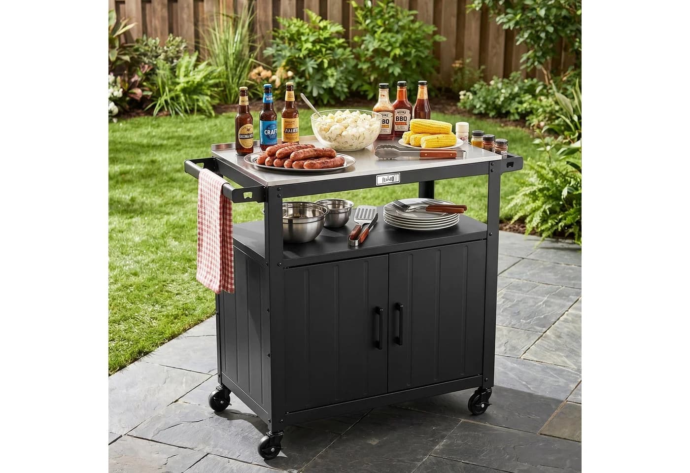 Feasto Servierwagen Edelstahl Schwarz 100x45x89,5 cm - Bild 2