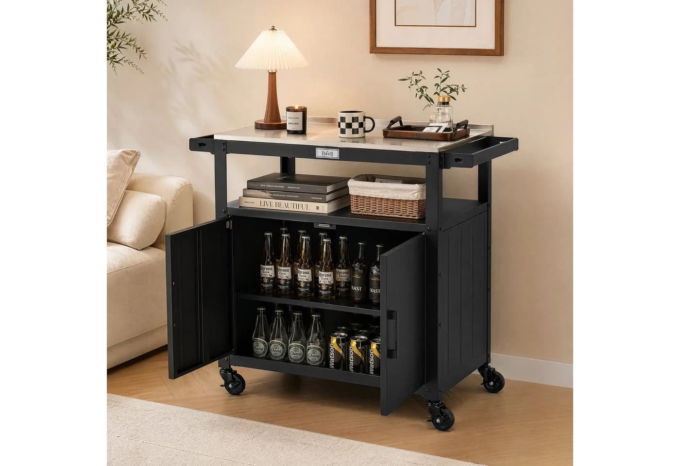 Feasto Servierwagen Edelstahl Schwarz 100x45x89,5 cm - Bild 4