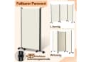 Clanmacy Paravent Raumtrenner Beige Klappbar mit Rollen Bild 5